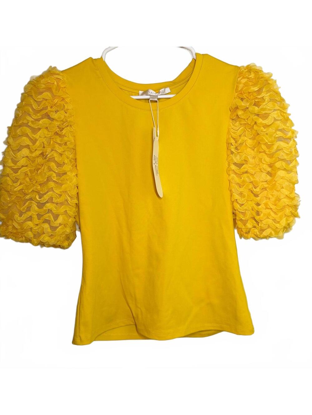 NWT Flat White for Anthropologie Yellow Top S